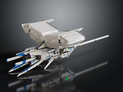 Futuristic White And Blue Cosmic Spacecraft Model With Detailed Aerospace Structure 3d model