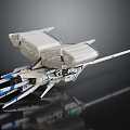 Futuristic White And Blue Cosmic Spacecraft Model With Detailed Aerospace Structure