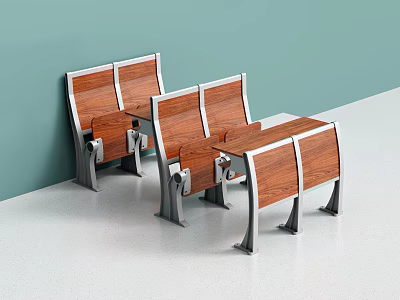 Modern Wooden And Metal Table Chair Set With Sleek Design In Minimalist Interior 3d model