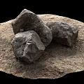 Natural Stone Pieces Arranged On Wooden Surface With Textured Earthy Ground