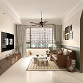 Cozy Dining and Living Room Interior With Archway Wooden Door Woven Chairs And Ceiling Fan