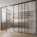 Modern Glass Sliding Doors With Metal Frame For Modern Kitchen Interior Design