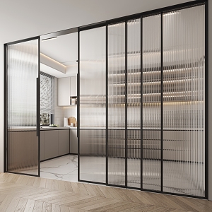 Modern sliding door Changhong glass sliding door 3d model