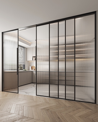 Modern sliding door Changhong glass sliding door 3d model