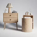 Modern Bedside Table Log Bedside Table Solid Wood Bedside Table Drawer Type 3d model