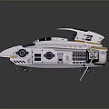 White Sci Fi Spaceship Model With Detailed Cockpit Orange Blue Accents And Wings