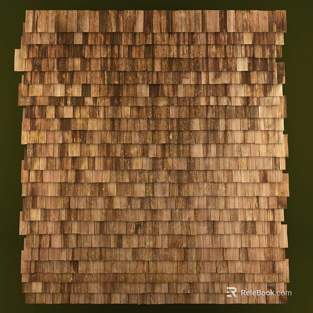 Natural Wooden Shingle Wall with Warm Brown Tones and Overlapping Layered Rustic Texture 3d model 