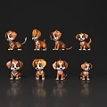 Various Positions Of Brown And White Reptile Figurines On Black Background