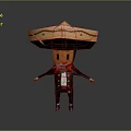 Cartoon Character Wearing Large Sombrero Hat With Orange Face White Mustache And Traditional Outfit