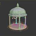 Elegant Stone Dome Pavilion With Circular Base And Intricate Carved Columns Design