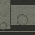 Grey Textured Background Wall with Large and Small Spheres Concrete Pillar and Warm Lighting