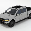 Gray Ford Off Road Pickup Truck With Black Bumper And Yellow Accent Lights
