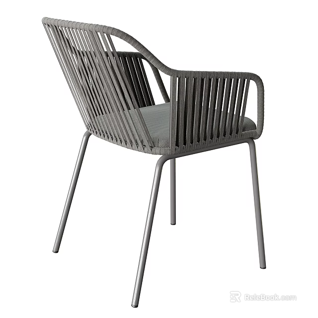 Modern Woven Armchair With Metal Frame For Living Room Decor 3d model 
