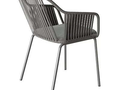 Modern Woven Armchair With Metal Frame For Living Room Decor 3d model
