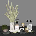 Elegant Bathroom Accessories With Marble Vase Dried Wheat Soap Dispensers And Candles