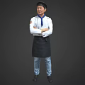 Game And Movie Character Chef In White Uniform With Black Apron Arms Crossed