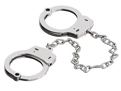 Silver Metal Handcuffs With Chain Link Classic Design And Secure Lock 3d model