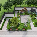 Classical Garden Landscape Design With Lush Green Plants Stone Paths And Decorative Pond