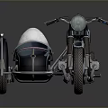 Vintage Motorcycle with Dark Blue Body Red Seat Sidecar and Classic Retro Design