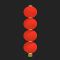 Three Strings of Red Lanterns with Multiple Round Lanterns on Black Background