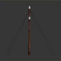 Functional Red Utility Pole with Several Lights for Outdoor Lighting Combination 3d model