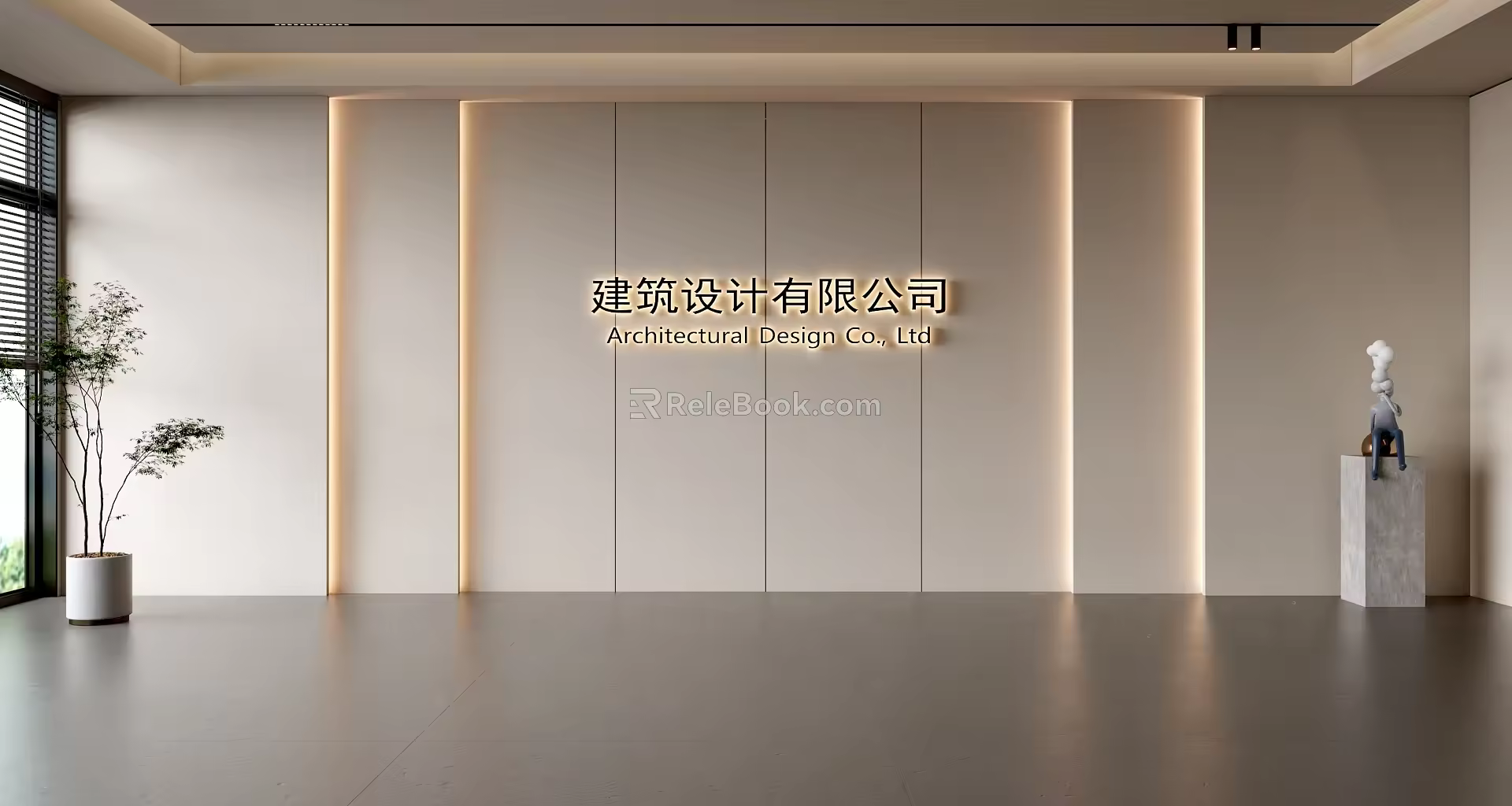 Modern Front Desk Background Wall Simple Background Wall Front Desk Reception Area Background Wall Company Front Desk Background Wall 3d model