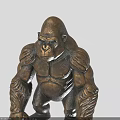 Detailed Bronze Gorilla Sculpture With Muscular Body And Standing Pose