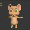 Cute Pink Mouse Game And Movie Character With Big Eyes Standing Arms Outstretched