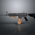 Modern Tactical Weapon Rifle With Black Barrel Brown Grip And Rail System