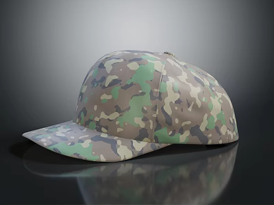 Camouflage Pattern Casual Cap With Green Brown Color For Outdoor Wear 3d model