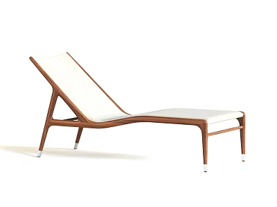 Modern Lounge Chair With Wooden Frame White Cushion And Ergonomic Modern Design 3d model