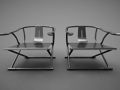 Modern Leisure Chairs With Sleek Metal Frame And Black Seat Design 3d model