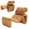 Brown Velvet Lounge Chair With Modern Curved Design And Comfortable Structure