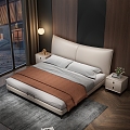 Simple Light Luxury Night View Double Bed 3d model