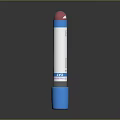 Medical Sampling Tube With Blue Cap White Body And Specimen Label On Reflective Surface