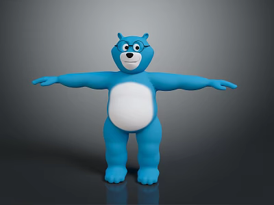 Friendly Blue Cartoon Bear With Open Arms And White Belly Design 3d model