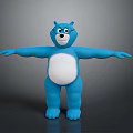 Friendly Blue Cartoon Bear With Open Arms And White Belly Design