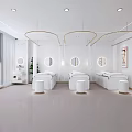 Modern Beauty Salon Interior With Elegant Treatment Beds White Stools And City View Windows