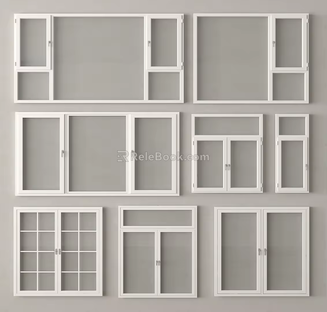 Modern windows combination floor-to-ceiling windows casement windows 3d model