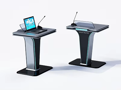 Modern Tech Podium With Laptop Microphone And LED Lighting Design 3d model