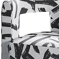 Modern Accent Chair With Black And White Abstract Brushstroke Pattern Upholstered Design