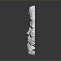 Ornate White Lion Head Sculpture As Decorative Component With Curly Mane And Beard