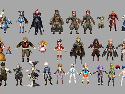 Game and Movie Characters with Diverse Costumes and Unique Designs Collection 3d model