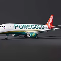 White and Green PUREGOLD Airliner with Red Tail Fin and Brand Logo
