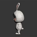 Cartoon Character In White Rabbit Costume With Big Ears And Red Eyes