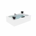 CLAUDIA BZ42 White Rectangular Bathtub With Whirlpool Massage Jets And Flowing Water