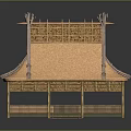 Traditional Bamboo Pavilion Model With Thatched Roof And Open Architectural Structure