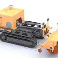 Yellow Tracked Industrial Equipment With Heavy Duty Roller Compaction Attachment 3d model
