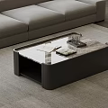 Minimalist Modern Marble Top Coffee Table With Dark Rounded Frame For Stylish Living Room Decor