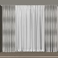 Modern Gray And White Double Layer Curtains With Sheer Fabric For Window Interior Design 3d model
